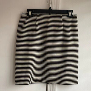 J. Jill Black White Striped Stretch Knit Pencil Skirt Size XS Petite